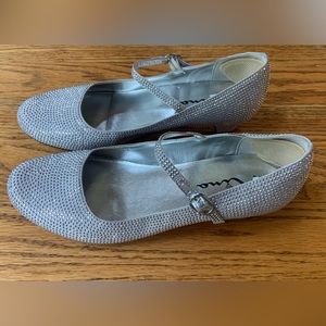 Nina Zelia Silver Satin Mary Jane Dress Shoes
